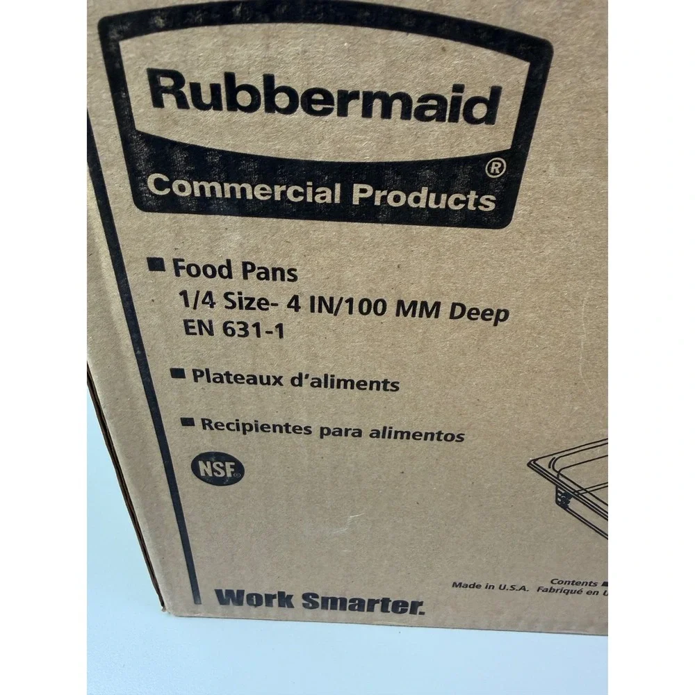 Rubbermaid‎ Commercial 1/4 Size Food Pan 4 In Deep Amber FG211P00AMBR NSF 6 Pack